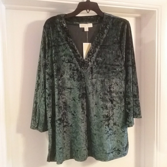 MICHAEL Michael Kors Tops - NWT MK XL Emerald Crush Velvet Top Final Price